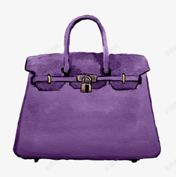 手绘紫色女包手袋png免抠素材_新图网 https://ixintu.com 女包 手绘包 紫色包