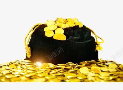 一个黑色口袋里装满了金币png免抠素材_新图网 https://ixintu.com 口袋 金币 金钱 黑色