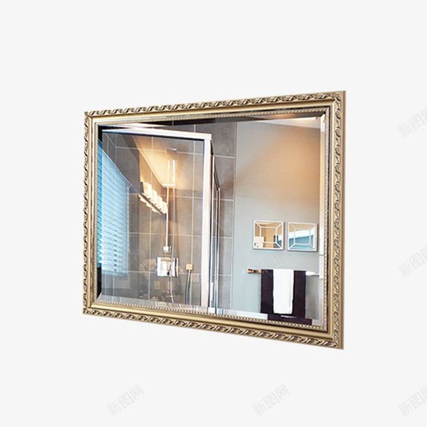 古典金色浴室镜子png免抠素材_新图网 https://ixintu.com 卫生间镜子 古典 宫廷镜 浴镜 矩形镜子 金色镜框