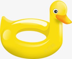 黄色鸭子泳圈手绘小鸭子游泳圈高清图片