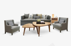 一套沙发现代深色简约风格沙发一套高清图片