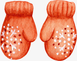 红色棉手套手绘卡通红色圣诞手套高清图片