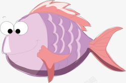 紫色卡通鱼儿矢量图素材