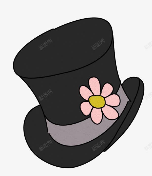 一顶帽子png免抠素材_新图网 https://ixintu.com 手绘 素材 花朵 黑色