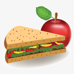 苹果和三明治食物矢量图素材