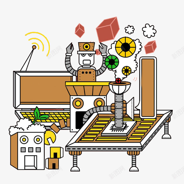 工厂机器人图png免抠素材_新图网 https://ixintu.com 工厂 扁平图案透明PNG素材 机器 机器人免费PNG下载 科技