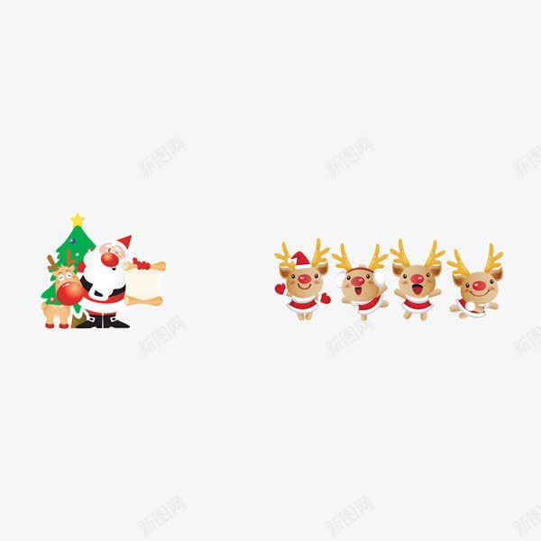 微笑的圣诞老人和鹿群png免抠素材_新图网 https://ixintu.com 圣诞老人 圣诞节 微笑 温暖 鹿群