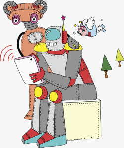 机器人看书看书的机器人高清图片