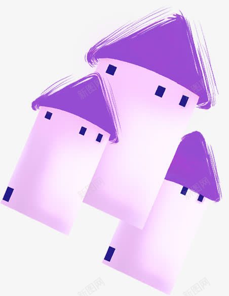 紫色蘑菇房卡通海报png免抠素材_新图网 https://ixintu.com 卡通 海报 紫色 蘑菇
