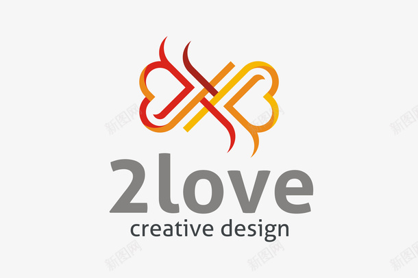 两个爱心logo矢量图图标ai_新图网 https://ixintu.com logo 爱心 简约 精美 红黄色 英文 设计感 轴对称 矢量图