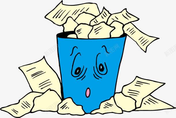 卡通蓝色垃圾桶png免抠素材_新图网 https://ixintu.com 垃圾桶 废纸 蓝色 蓝色卡通