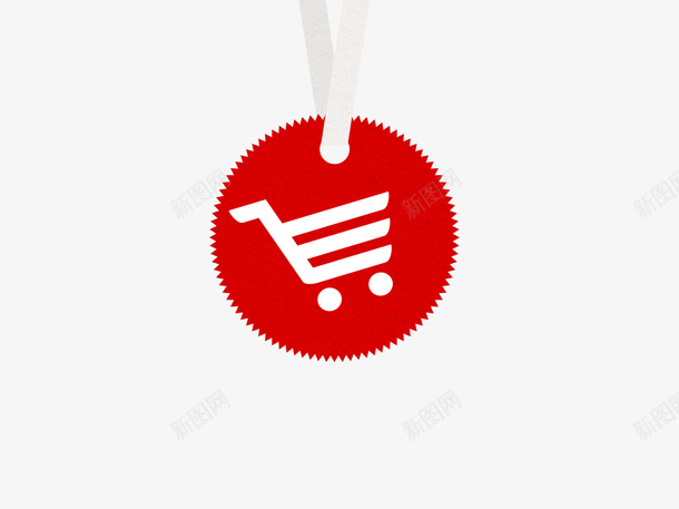 红色购物车圆形标签psd免抠素材_新图网 https://ixintu.com 促销标签 红色 购物车