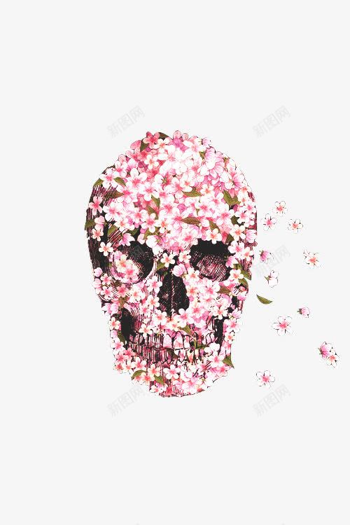 创意花朵堆砌骷髅头艺术品png免抠素材_新图网 https://ixintu.com 创意 花朵 骷髅头