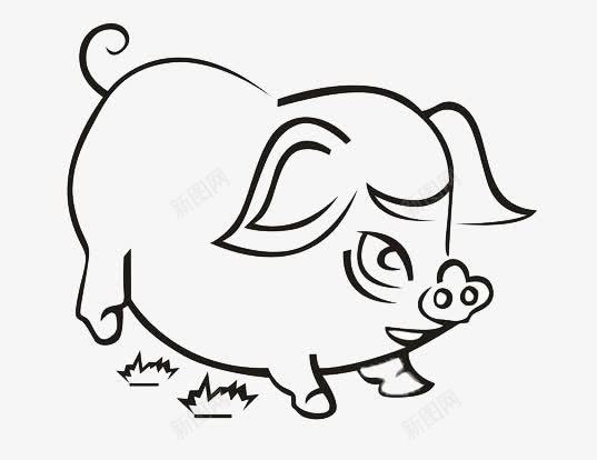 卡通猪剪影png免抠素材_新图网 https://ixintu.com 动物剪影 卡通 卡通动物 手绘 手绘动物 猪 猪剪影 线条