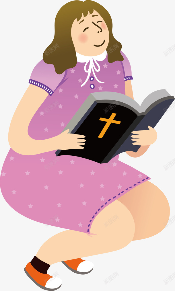 女孩看圣经矢量图ai免抠素材_新图网 https://ixintu.com 卡通 圣经书 女孩 手绘 矢量图