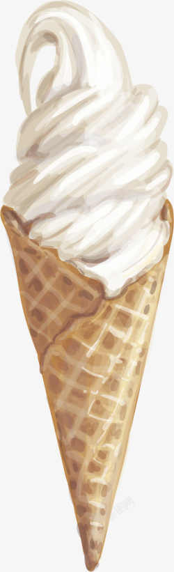 一个甜筒冰淇淋手绘冰淇淋矢量图高清图片