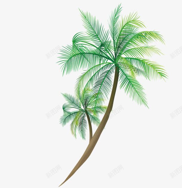 绿色卡通椰子树装饰图案png免抠素材_新图网 https://ixintu.com 免抠PNG 卡通 椰子树 绿色 装饰图案