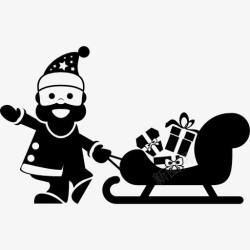 圣诞老人的性格圣诞老人和他的雪橇图标高清图片