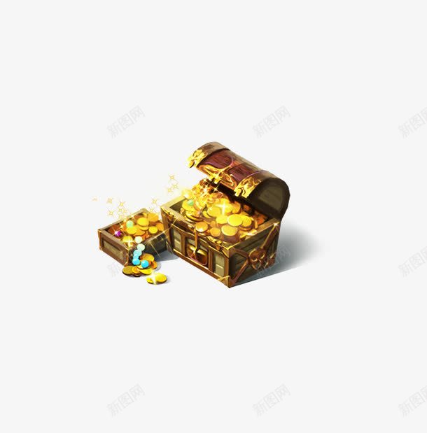 金币宝箱装饰图案png免抠素材_新图网 https://ixintu.com 图案 宝箱 宝藏 装饰图案 金币 金色