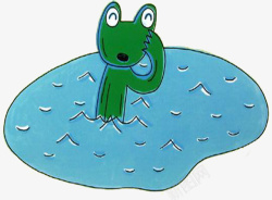卡通小水坑有青蛙的小水坑高清图片