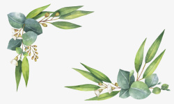 绿色清新手绘树叶装饰图案素材