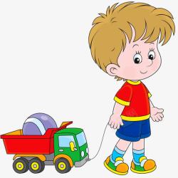 开着玩具车的小男孩拉玩具车的小男孩高清图片