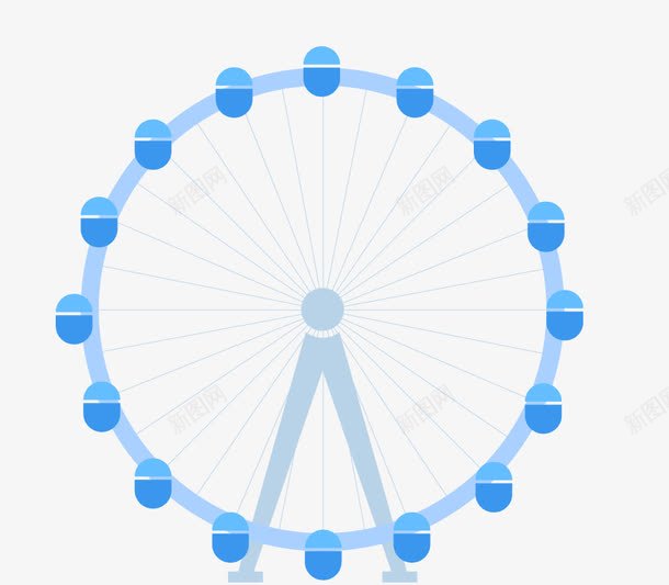 卡通摩天轮png免抠素材_新图网 https://ixintu.com 卡通 摩天轮 游乐园 蓝色