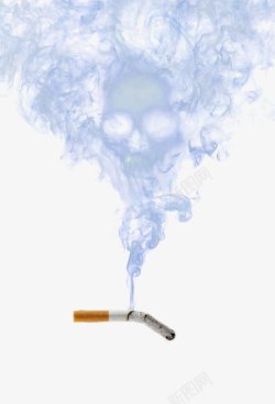 蓝色骷髅头香烟烟雾骷髅头高清图片