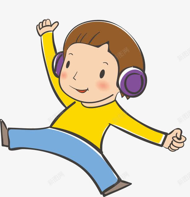 戴耳机的男孩png免抠素材_新图网 https://ixintu.com AI 卡通 可爱 手绘 男孩 耳机 音乐 黄色