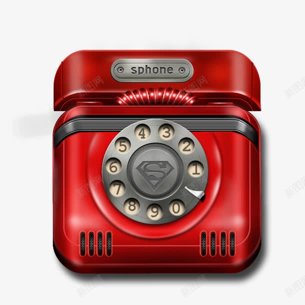 红色复古电话机png免抠素材_新图网 https://ixintu.com 复古 电话机 红色 通讯
