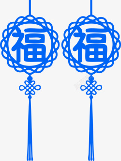 蓝色简约中国结装饰图案素材