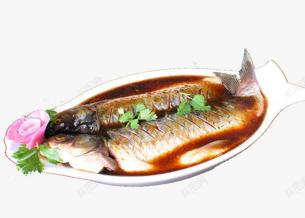 侉烧草鱼png免抠素材_新图网 https://ixintu.com 传统美食 美味鱼肉 草鱼 钓鱼 餐饮美食 鱼