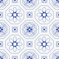 手绘蓝色花朵边框素材