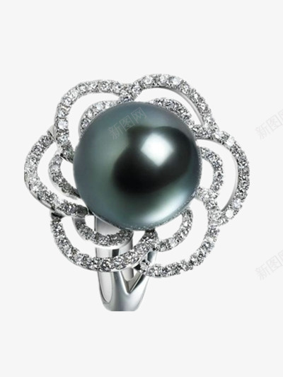 黑色珍珠戒指png免抠素材_新图网 https://ixintu.com 戒指 珍珠 装饰