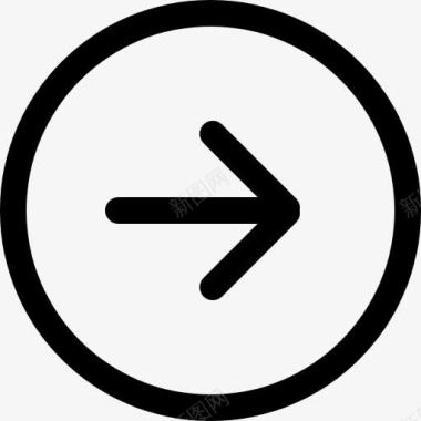 右箭头的圆形按钮的轮廓图标图标