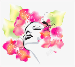 油彩花卉设计插画女人高清图片