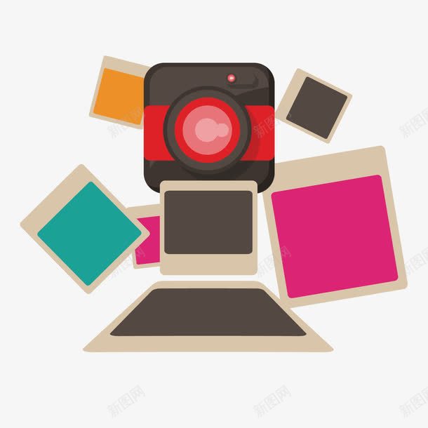 相机和彩色四边形png免抠素材_新图网 https://ixintu.com png素材 几何 相机