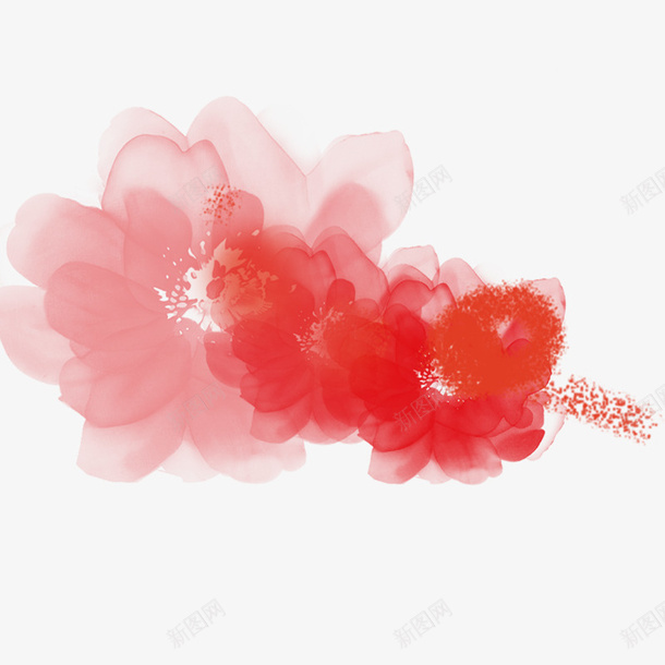 粉色水墨画png免抠素材_新图网 https://ixintu.com 中国风 水墨画 水彩画 渲染 粉色花朵