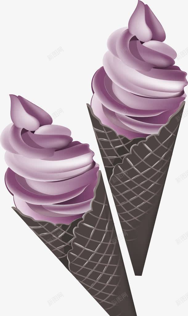 香芋口味冰激凌png免抠素材_新图网 https://ixintu.com 矢量素材 紫色冰激凌 蛋筒冰激凌 香芋口味