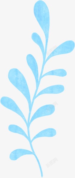 扁平风格合成蓝色的植物形状素材