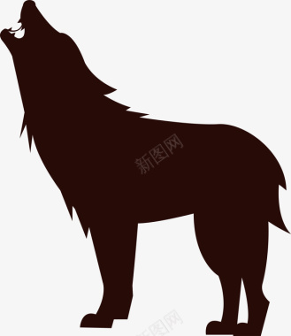 黑色动物狼剪影矢量图图标图标