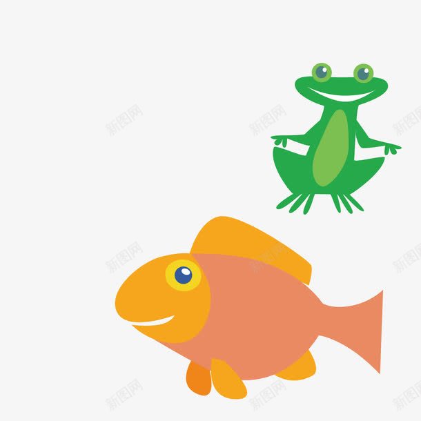 鱼和青蛙png免抠素材_新图网 https://ixintu.com 卡通 小鱼 青蛙