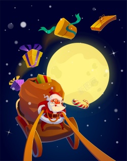 月亮造型圣诞老人背景模板矢量图高清图片