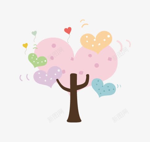 粉色爱心树png免抠素材_新图网 https://ixintu.com 卡通 心形树 树木 爱心树 粉色爱心树