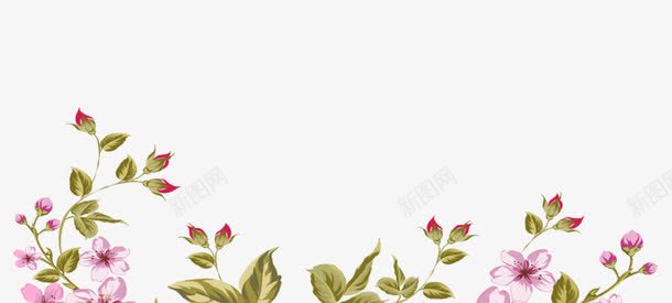 手绘花朵绿色装饰边框png免抠素材_新图网 https://ixintu.com 唯美 小清新 手绘 绿色 花朵 装饰边框