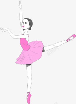 粉裙子手绘粉裙芭蕾女孩高清图片