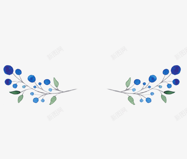 蓝色水彩手绘植物装饰图案png免抠素材_新图网 https://ixintu.com 免抠PNG 手绘 植物 水彩 蓝色 装饰图案