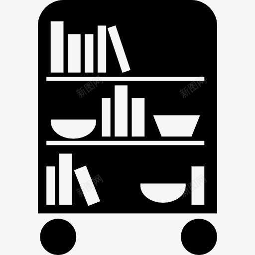 卧室带书的轮子图书馆图标png_新图网 https://ixintu.com 书 书籍 卧室 图书馆 家具 工具和用具 房子的东西 碗 轮子