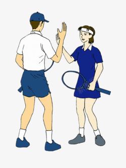 男女混合双打网球素材