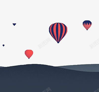 山上的热气球png免抠素材_新图网 https://ixintu.com 大自然 热气球 红色 黑色